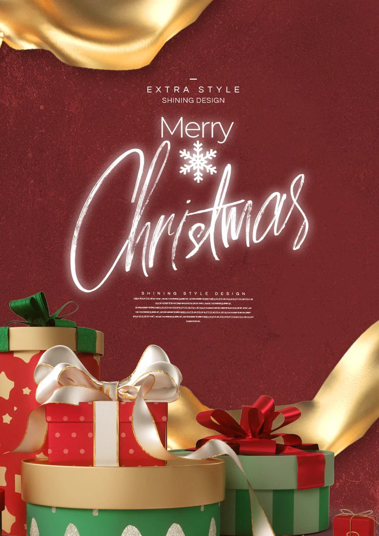 圣诞节圣诞树圣诞老人闪亮装饰电商促销折扣海报PSD模板AI素材【194】